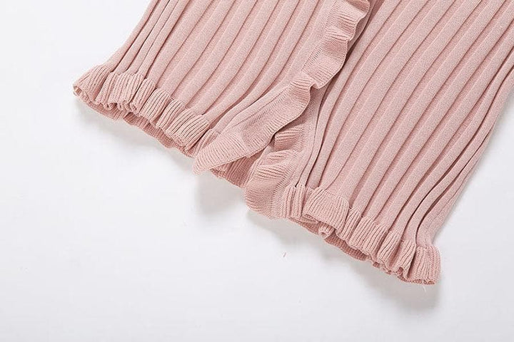 Short sleeve ribbed ruffled buttoned crop top - Halibuy