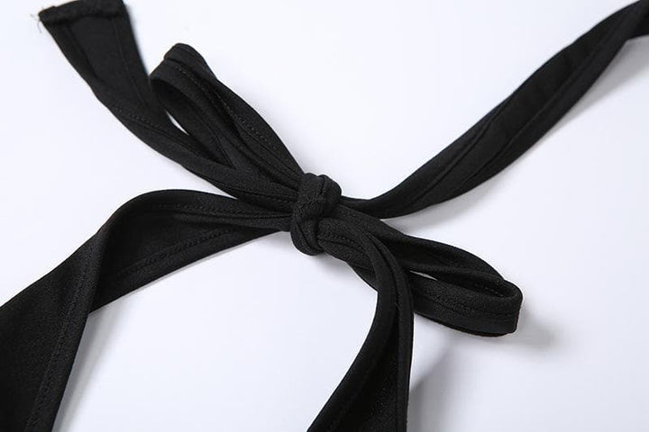 V neck hollow out ring slit solid maxi dress - Halibuy