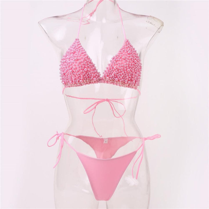 Kayan wanka na bikini mai laushi mara baya tare da sandar Pearl