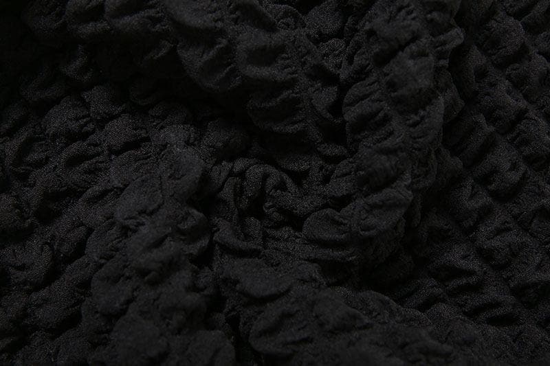 Crewneck waffle short sleeve open back mini dress - Halibuy