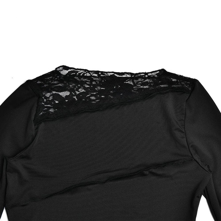 Lace patchwork irregular stitch long sleeve top