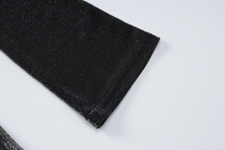 Long sleeve cowl neck ruched glitter solid mini dress  | Festival Outfits Women