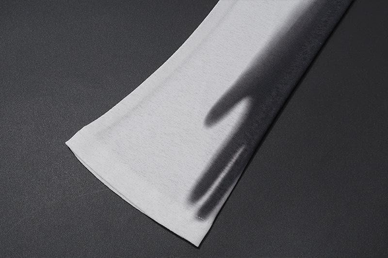 Long sleeve one shoulder ruched palm print gradient slit maxi dress- Final Sale  | Festival Outfits Women