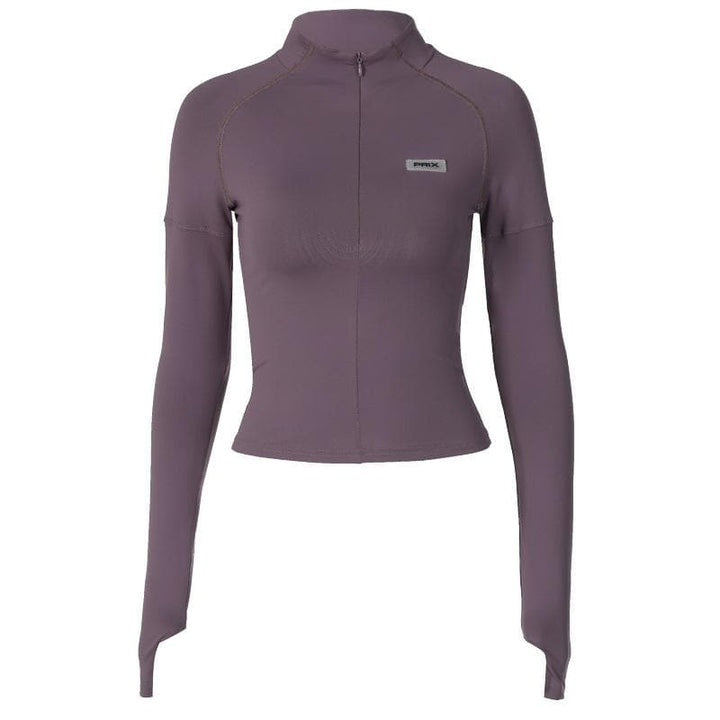 Gloves zip-up solid long sleeve high neck top  | Festival Outfits Women