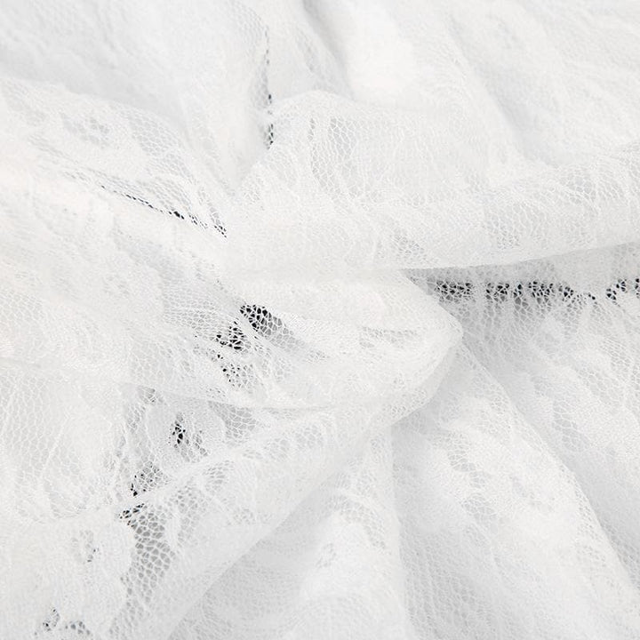 Lace contrast v neck cap sleeve bowknot ruffle crop top  | Festival Outfits Women