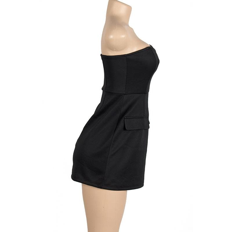 Backless solid stitch sleeveless tube mini dress  | Festival Outfits Women