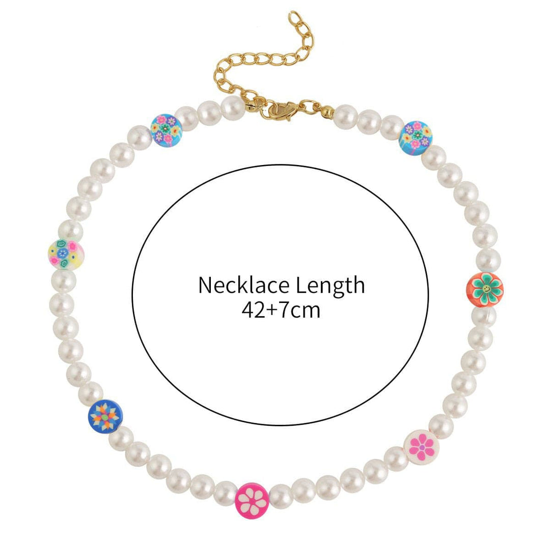 Abin wuya na lu'u-lu'u na karya na fure mai lu'u-lu'u