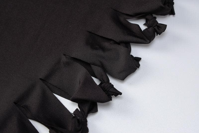 Sleeveless hollow out solid backless knotted cut out midi dress