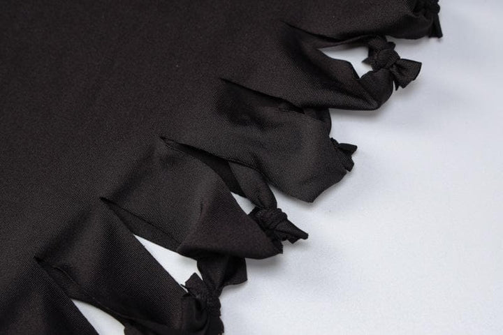 Sleeveless hollow out solid backless knotted cut out midi dress