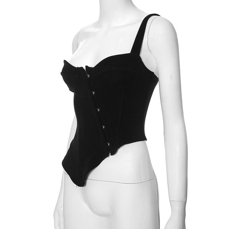 Button one shoulder irregular sleeveless low cut top  | Festival Outfits Women