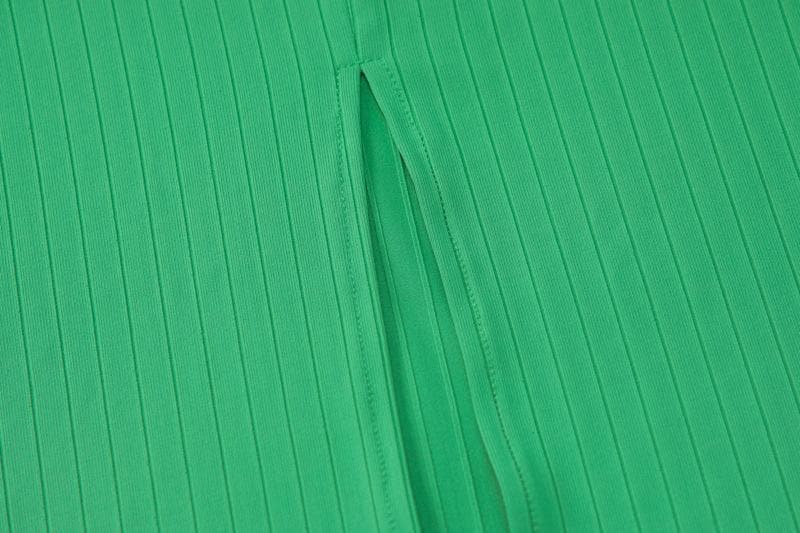 Hollow out V neck ribbed midi dress - Halibuy