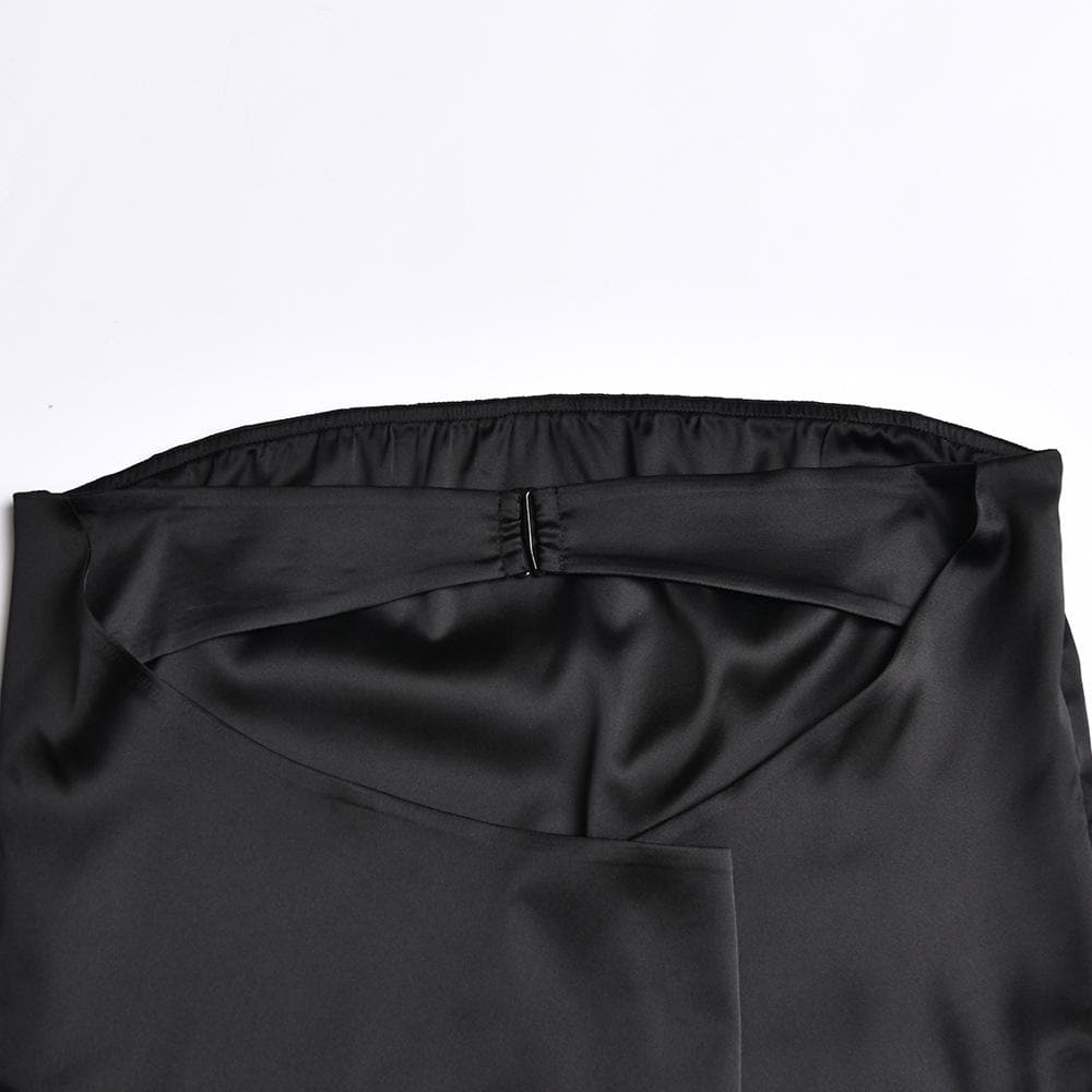 Satin hollow out backless A line solid tube cut out mini dress