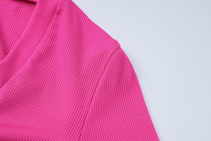 Ribbed solid long sleeve v neck jumpsuit  | Festival Outfits Women