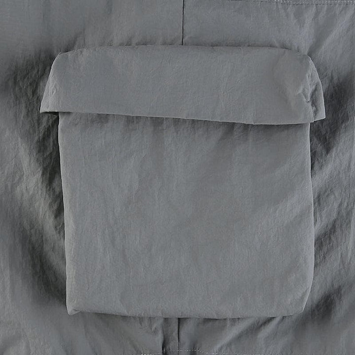 Drawstring solid cargo pocket low rise baggy pant Parachute pants