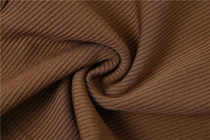 Cross front backless button ruched solid ribbed crop top