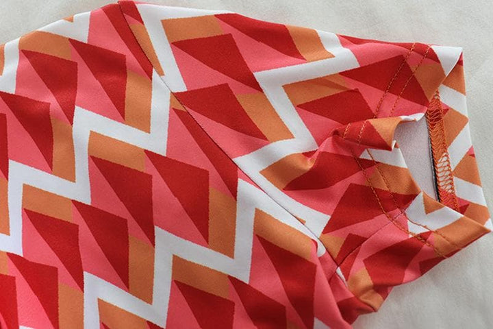 Short sleeve contrast turnover collar button mini dress