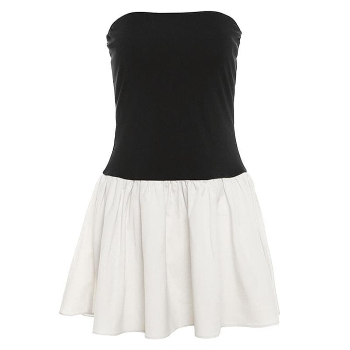 Ruched backless contrast sleeveless tube mini dress  | Festival Outfits Women