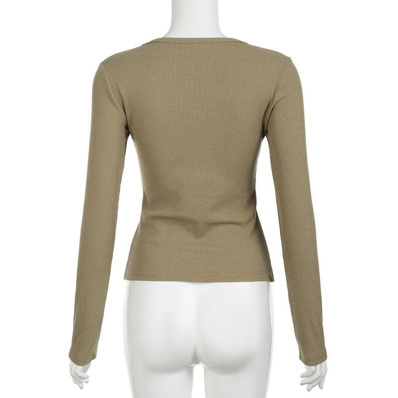 Abstract long sleeve contrast print v neck top  | Festival Outfits Women