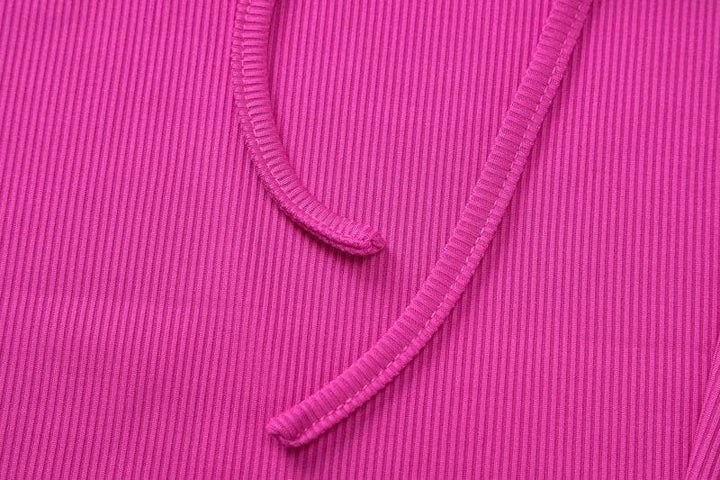 Ribbed solid long sleeve gloves lace up ruffle mini dress  | Festival Outfits Women