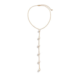 Faux pearl chain pendant necklace