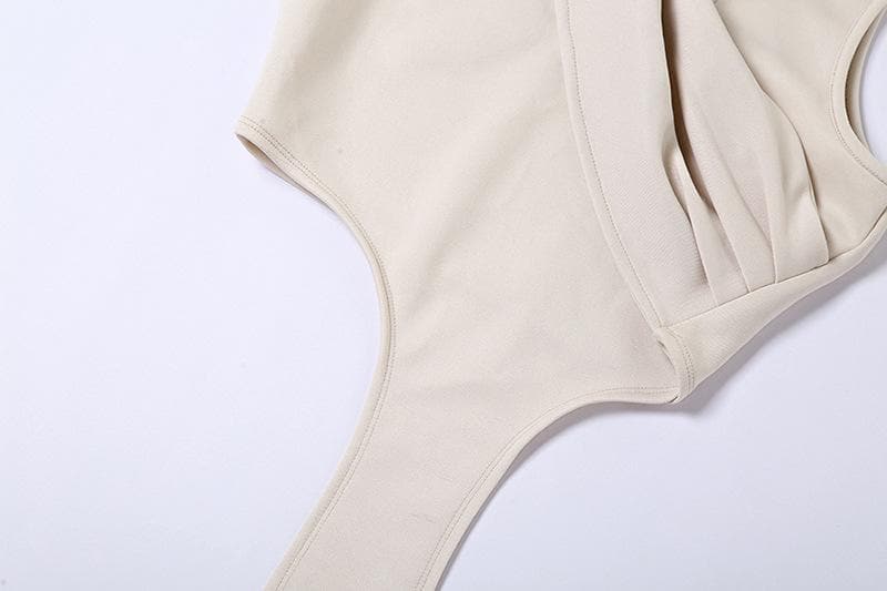 Sleeveless solid irregular ribbon hoodie ruched crop top