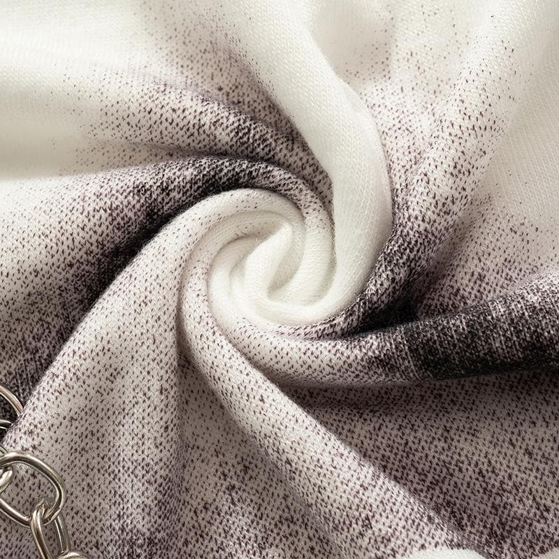 Body print metal chain contrast short sleeve crop top-final-sale