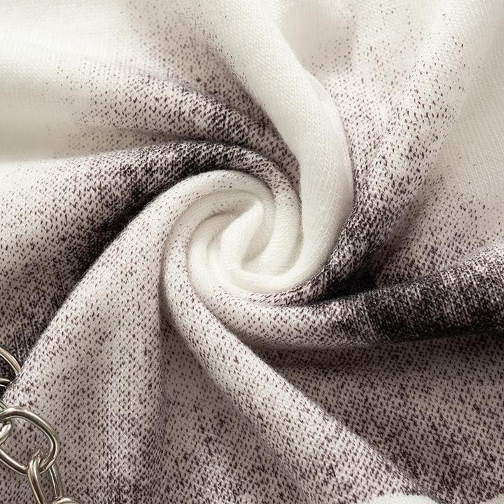 Body print metal chain contrast short sleeve crop top-final-sale