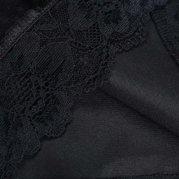 Lace hem solid v neck lace up corset sleeveless mini dress - Final Sale