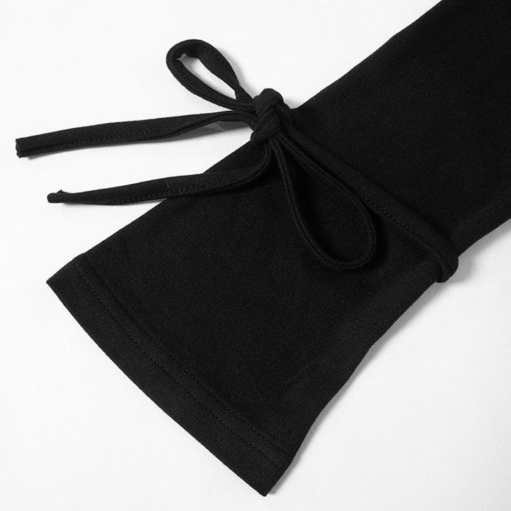 Long flared sleeve halter square neck hollow out cut out mini dress  | Festival Outfits Women