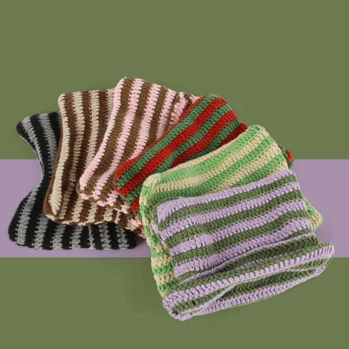 Contrast knitted beanie cap