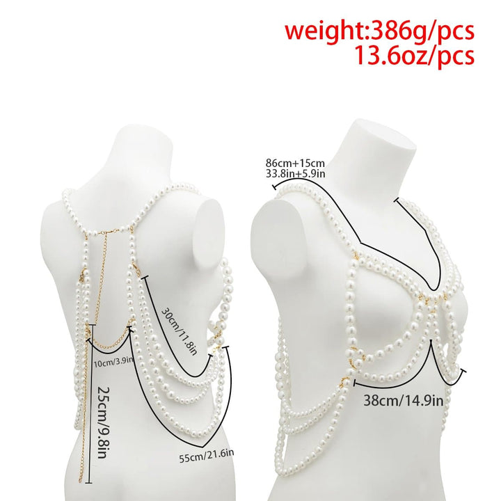 Faux pearl beaded body chain