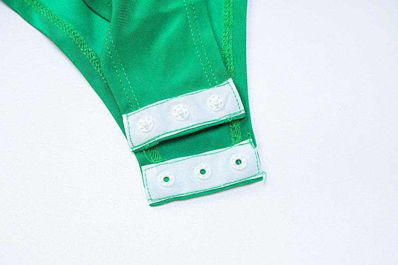 V neck solid ruched gloves high neck long sleeve bodysuit