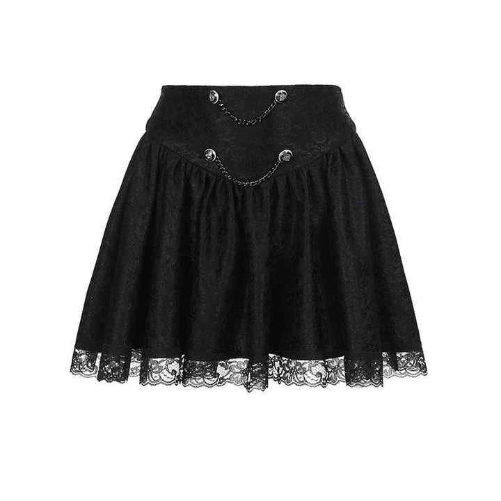 Button lace hem solid zip-up ruched mini skirt  | Festival Outfits Women
