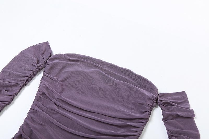 Long sleeve sheer mesh flower applique mini dress  | Festival Outfits Women