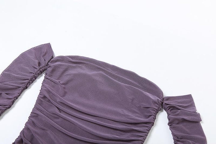 Long sleeve sheer mesh flower applique mini dress  | Festival Outfits Women