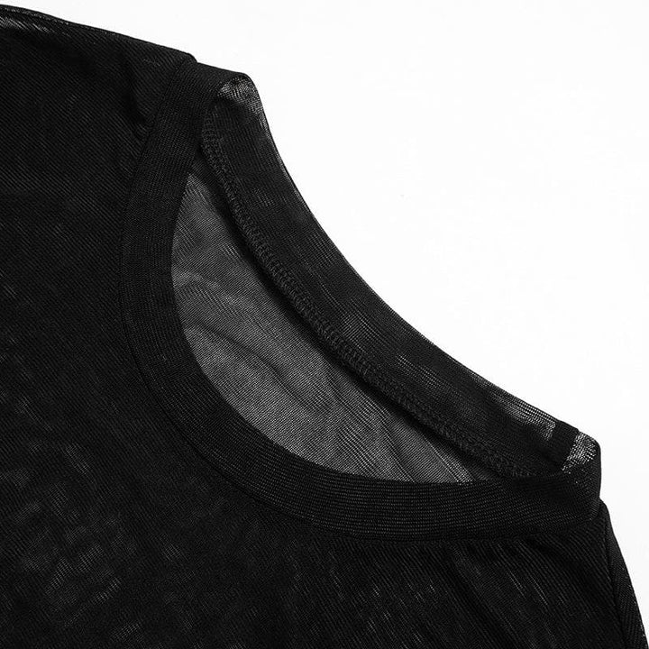Mesh see through hollow out long sleeve solid pant set-final-sale