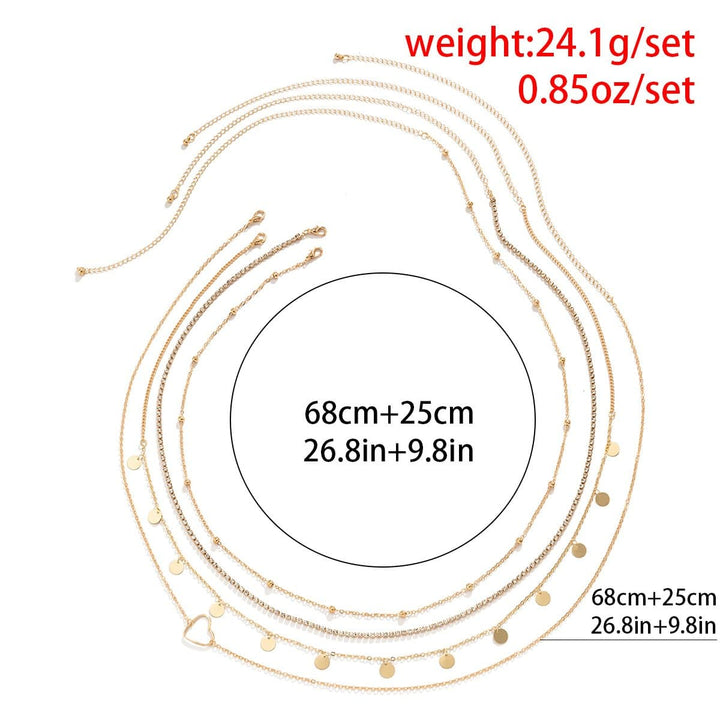 Heart rhinestone 4 pcs waist chain
