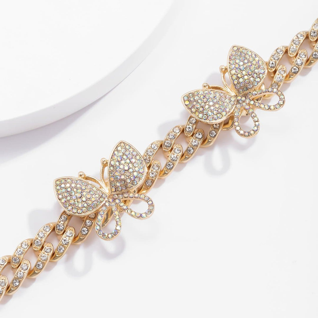 Rhinestone Decor Butterfly Charm Anklet