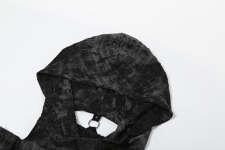 Long sleeve hoodie off shoulder buckle crop top  | Festival Outfits Women