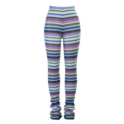 Multicolor knitted stripe full length pant - Halibuy