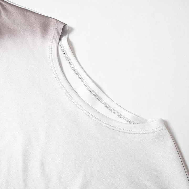 Long sleeve body print crewneck contrast mini dress