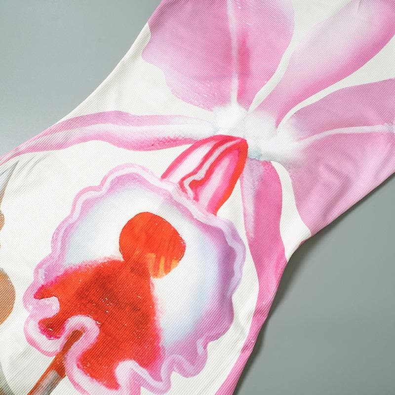 Abstract contrast print high neck sleeveless slit maxi dress  | Festival Outfits Women