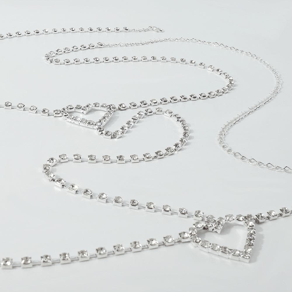 Heart rhinestone thigh chain
