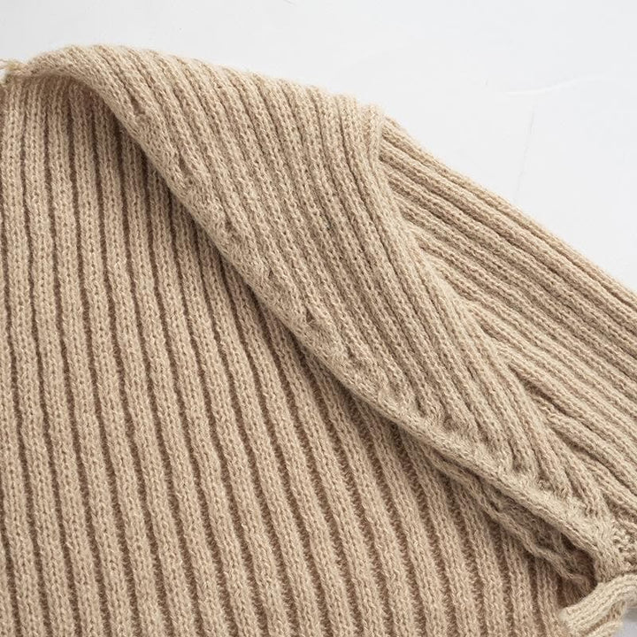 Long sleeve knitted solid shrug top-final-sale