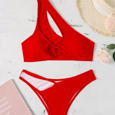 One Shoulder Biquini Hollow Out One Piece Swimwear main image 1