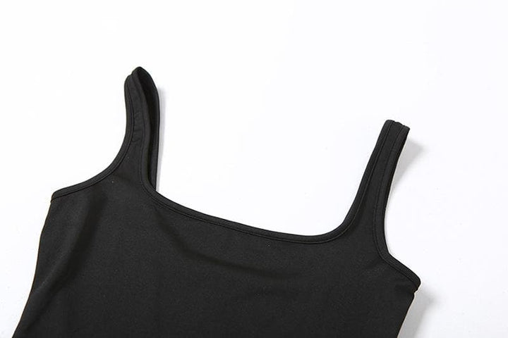 Square neck sleeveless backless solid romper