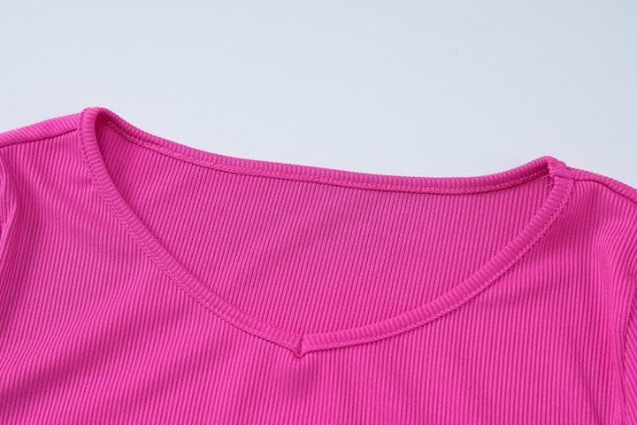 Ribbed solid long sleeve gloves lace up ruffle mini dress  | Festival Outfits Women