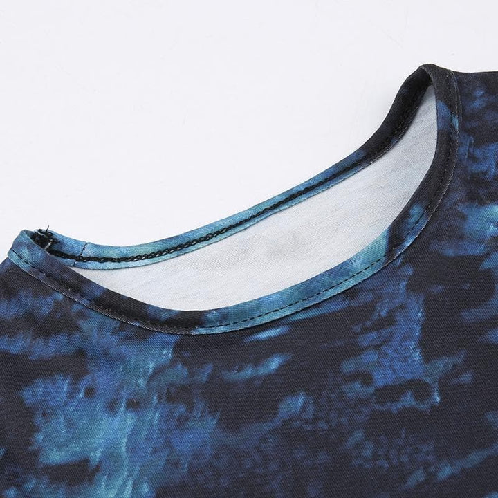 Tie dye contrast sleeveless crewneck crop top