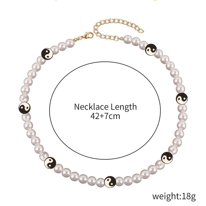 Faux pearl beaded clay necklace