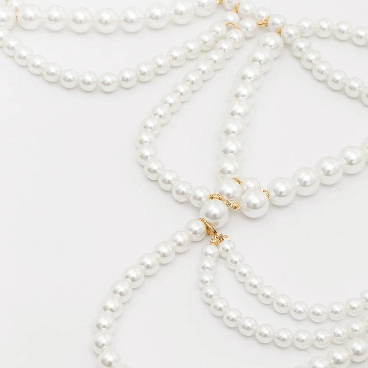 Faux pearl beaded body chain